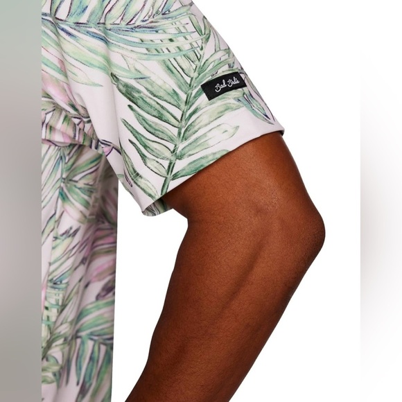 Bad Birdie Men's Golf Polo Shirt Incognito All Over Palm Leaf Print Size Med EUC - Picture 2 of 9